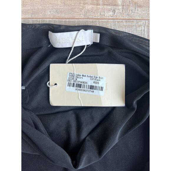 NWT - Meshki Lindsay Black Ruched Side Mesh Skirt Size M - Picture 3 of 7